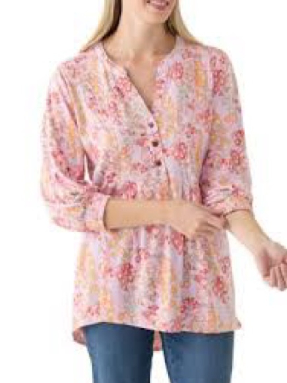Wonderly Women's 3/4 Sleeve Henley Tunic Top NWT 2X